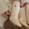 Флисовые вязаные носки для женщин, носки до середины икры для осени и зимы, утолщенные и флисовые для тепла, длинные носки из кроличьего флиса, махровые носки