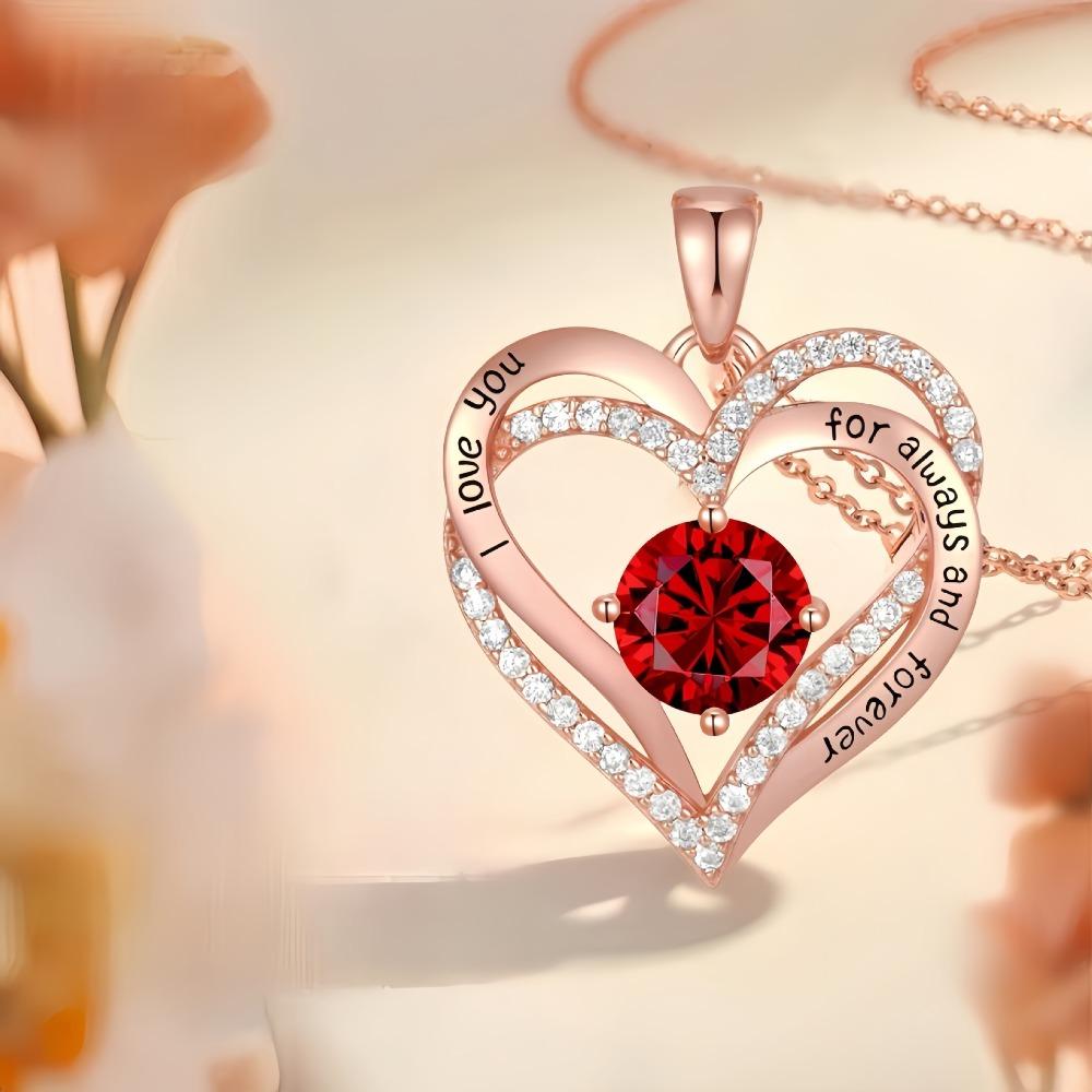 Подарочная коробка в форме двойного сердца с розами, ожерелье «Любовь», женское ожерелье с инкрустацией, день рождения