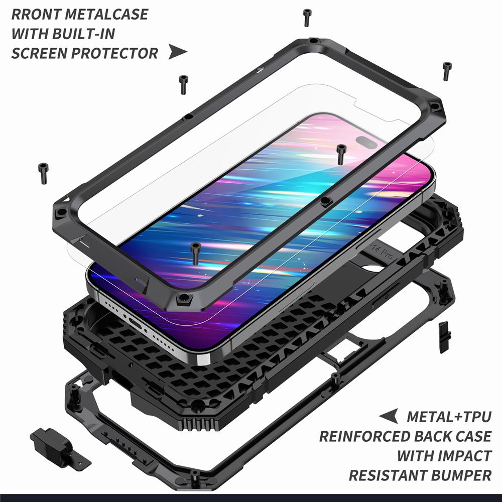 Цельнометаллический бронированный сверхпрочный чехол для Apple Iphone 14 13 12 Pro Max, защита экрана камеры, противоударный чехол для телефона
