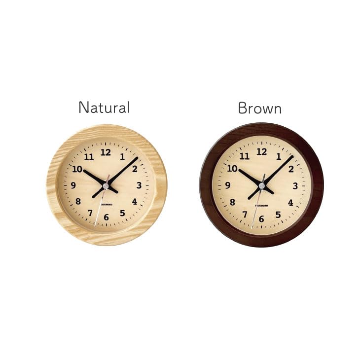 KATOMOKU Dual Use Clock 7 Natural Wall or Table Clock Radio Controlled Clock Continuous Second Hand Diameter 15cm km-132NARC