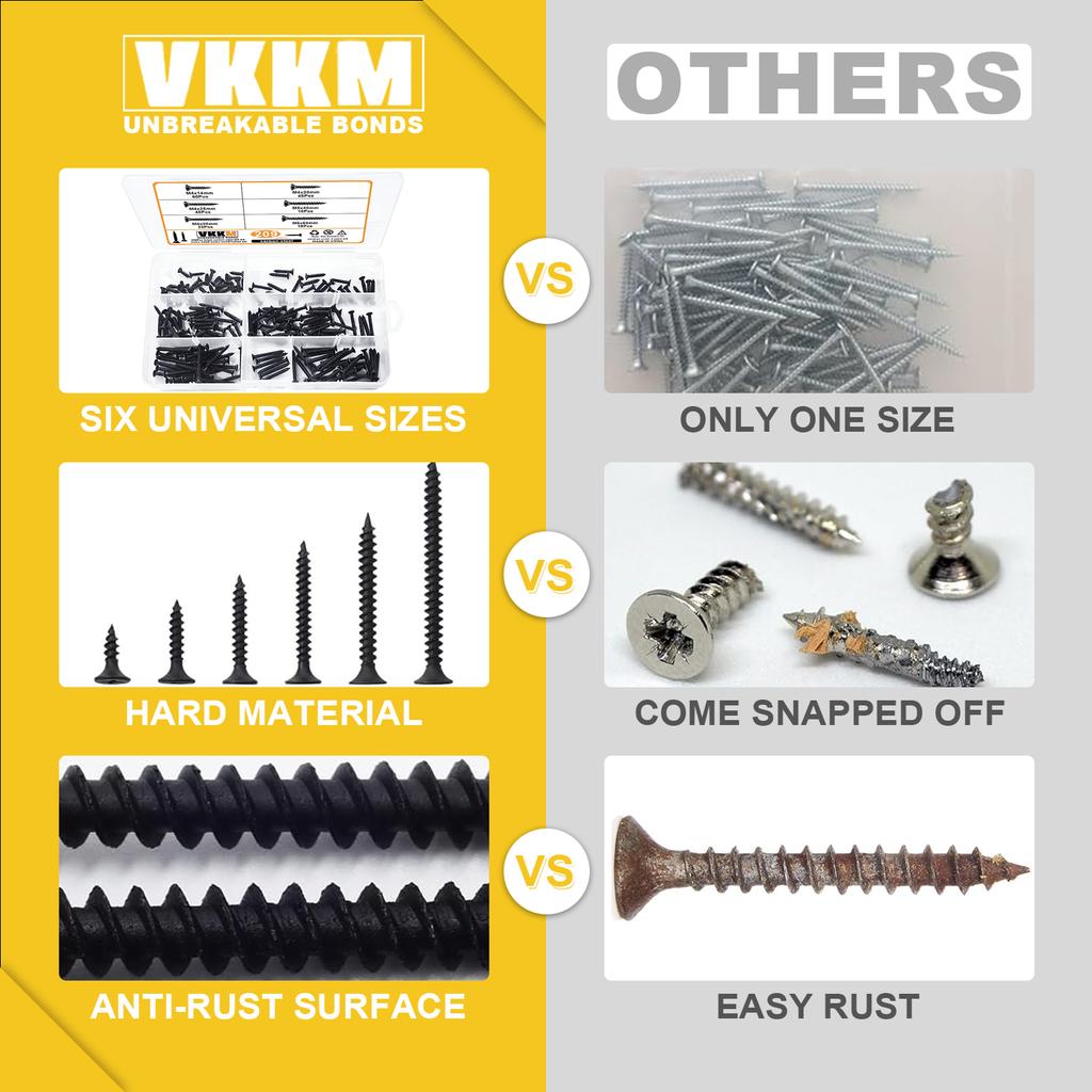 209 шт., набор из черных шурупов по дереву, крестообразный набор шурупов по дереву M4M5