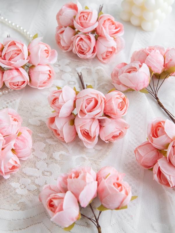 Artificial Flowers Silk Mini Bouquet High Quality Outdoor Garden Wedding Wreath Home Room Table Decora Scrapbook Bridal Diy Gift