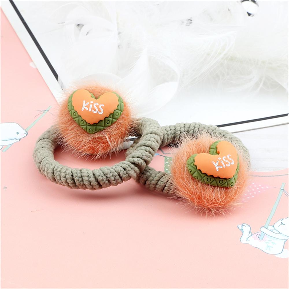 2 шт. Милые красочные резинки для волос для детей, девочек, пушистые фрукты, бантик, сердечко, зимние резинки для волос, эластичная повязка на голову, аксессуары для волос, подарок