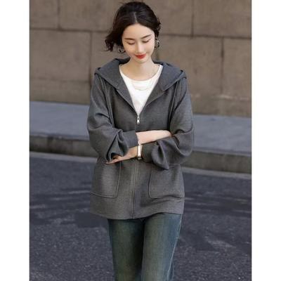 Осенняя новая спортивная куртка-свитер с капюшоном и воздушным слоем, покрывающая плоть, для женщин