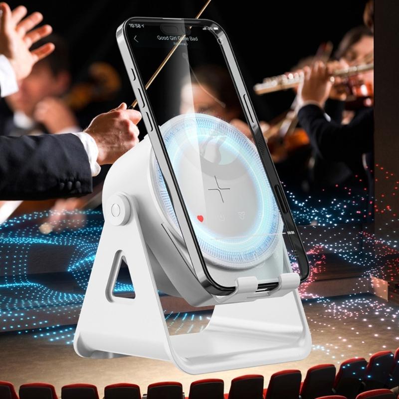 3-в-1 Bluetooth-совместимая подставка для колонки, подставка для мобильного телефона с беспроводной индукционной колонкой, объемный звук для домашнего офиса