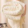 Ультрамягкий плед из искусственного кроличьего меха, теплый плюшевый полосатый плед, кондиционирующее одеяло, многофункциональное покрывало на диван