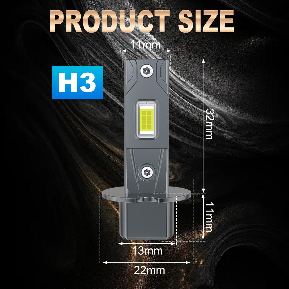 2 шт. Светодиодные лампы H3 для фар Canbus без вентилятора Дальний свет 6500K Белый Автомобильная светодиодная противотуманная фара Лампа для вождения ДХО Безвентиляторные 12 В Мини-дизайн