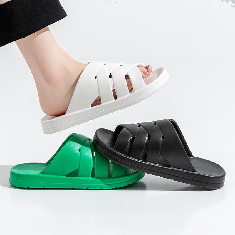 Тапочки унисекс, женские мягкие домашние тапочки из ЭВА, уличные шлепанцы на плоской подошве, повседневные пляжные сандалии, полые нескользящие тапочки для ванной