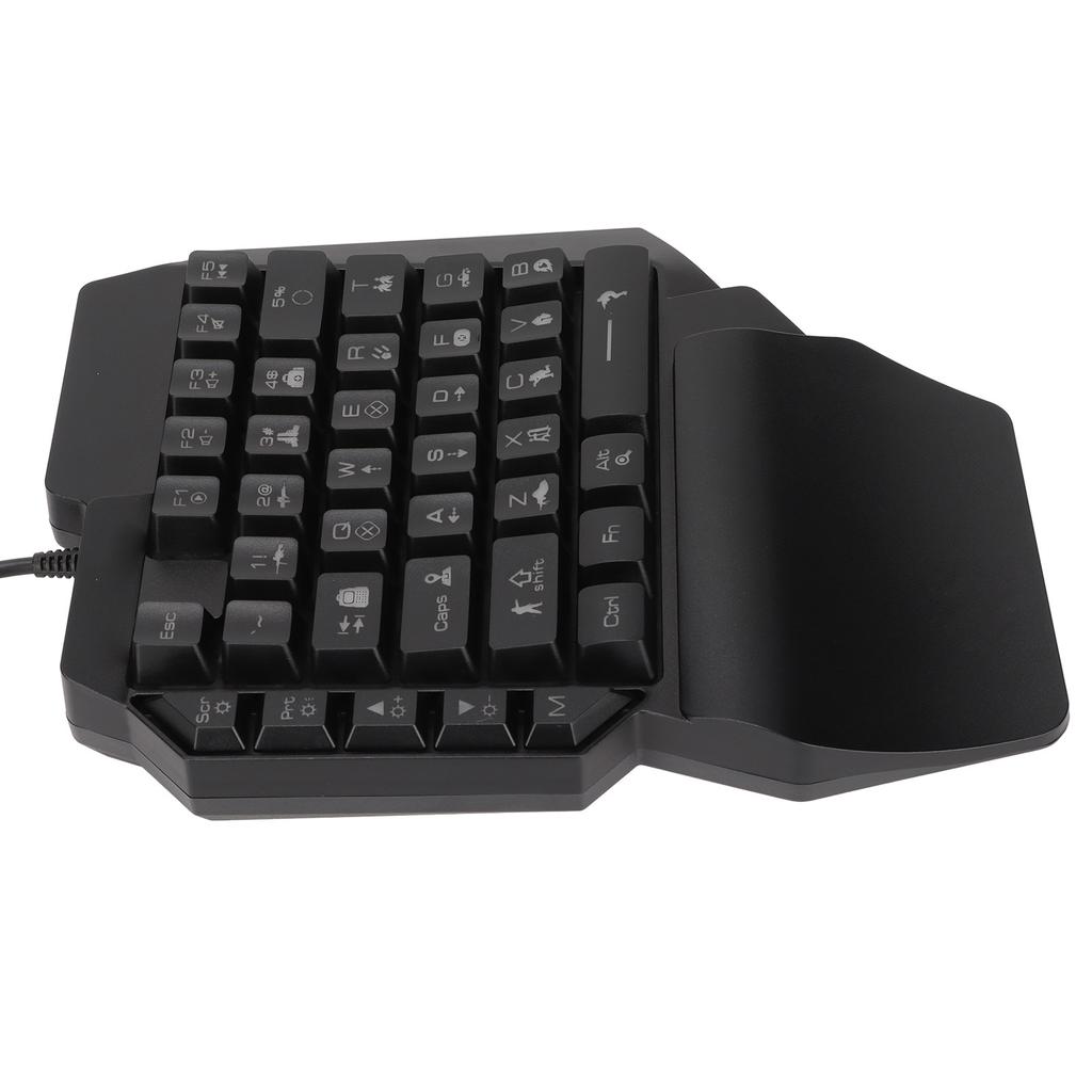 One Handed Gaming Keyboard 39 Keys Luminous Ergonomic Design Anti Slip Waterproof USB Mechanical
