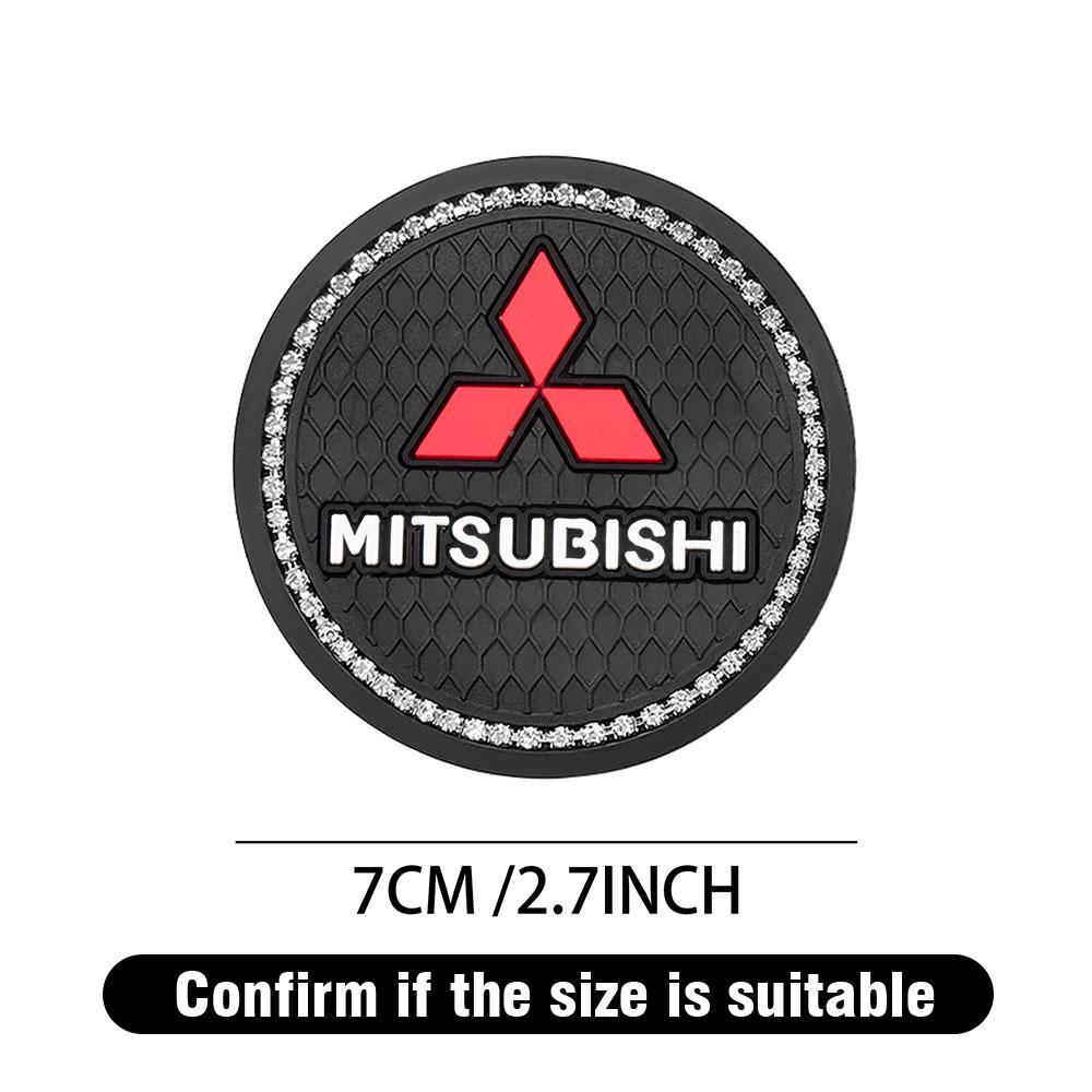 1/2Pcs Car Cup Anti-Slip Carbon Coaster Bottle Pad Interior Accessories For Mitsubishi 9 Ralliart ASX L200 Colt Outlander Pajero