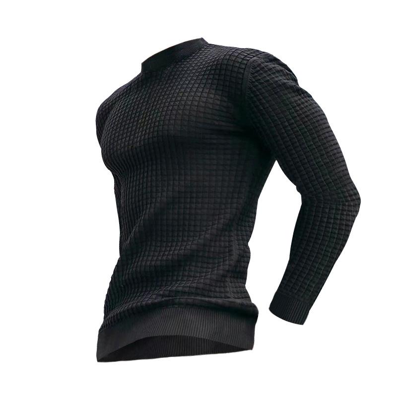 Small Square Men's Fashionable Round Neck Pullover Fashionable Loose Knitted Long-sleeved Top for Men