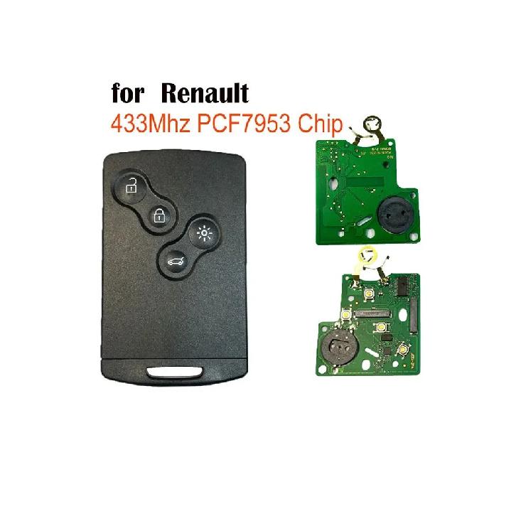 Смарт-карта Ключ от машины 4 кнопки PCF7945/PCF7953 Чип 4A 433 МГц для Renault Clio 4 Captur Пассивный Бесключевой Доступ Дистанционный HandsFree