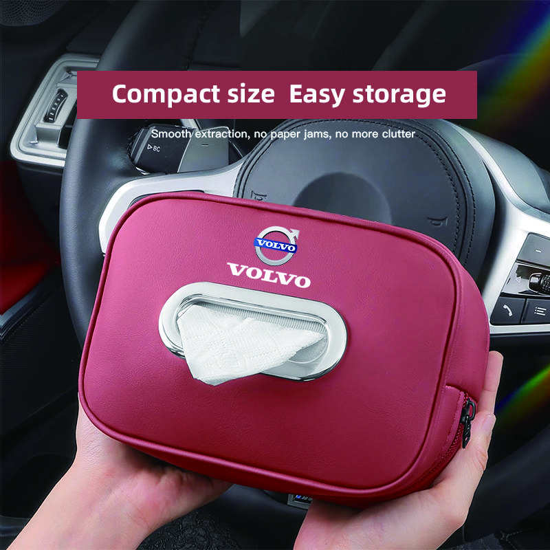 Car Tissue Box Sun Visor Paper Towel Storage Organizer Holder For Volvo ES90 EC40 EX40 EM90 XC90 V90 V60 XC60 V40 S80 S60 S90 C4