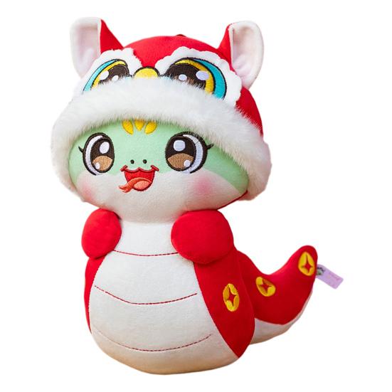 Год змеи кукла китайский зодиак змея плюшевая игрушка 2025 милый мягкий плюшевый зверек для детей взрослых зодиак змея фэн-шуй украшение символ удачи