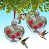 Heart-Shaped Hummingbird Feeder Outdoor Hanging Plastic Feeder Jar with Flower Feeding Ports