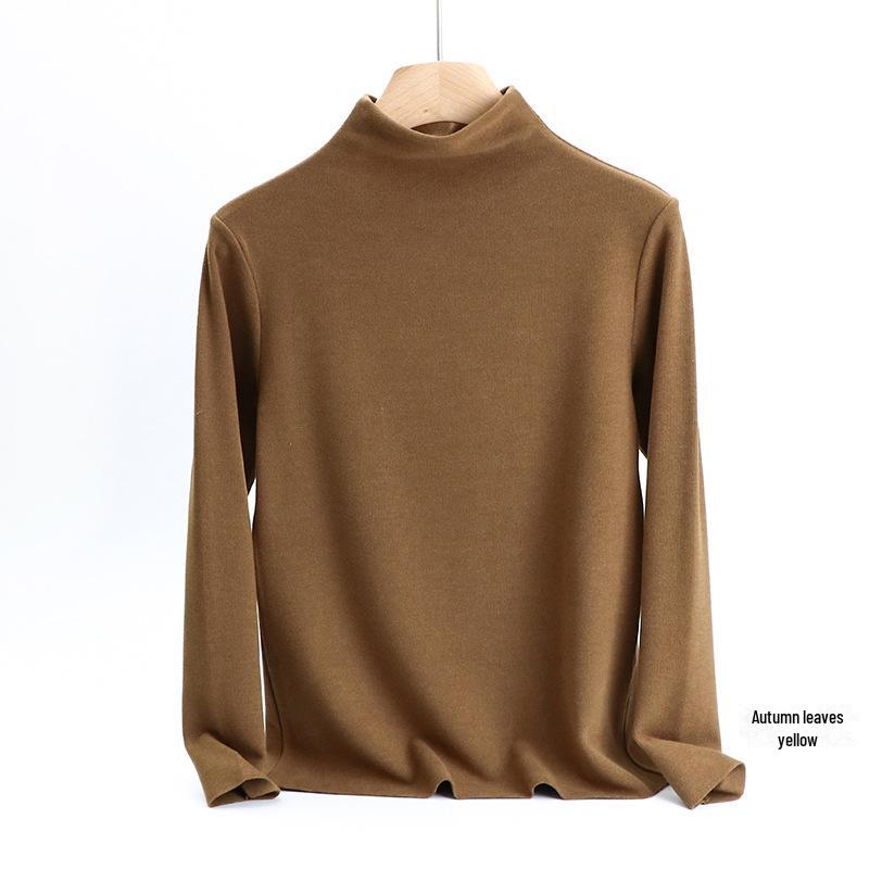 Women's High-Collar German Velvet Long-Sleeve Top: Slim Fit, Heat-Generating, Hyaluronic Acid-Enhanced, Perfect for Autumn and Winter.