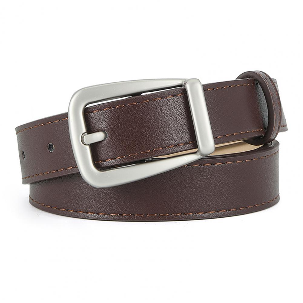 Women Belt Solid Color Pin Buckle Belt Multi Holes Adjustable Length Faux Leather Waistband Jeans Long Pants Belt