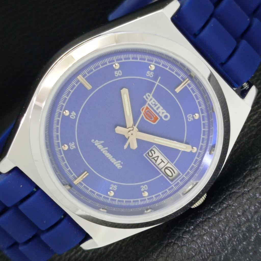 ВОССТАНОВЛЕННЫЕ ВИНТАЖНЫЕ МУЖСКИЕ ЧАСЫ SEIKO 5 AUTOMATIC JAPAN С СИНИМ ЦИФЕРБЛАТОМ a434683-2