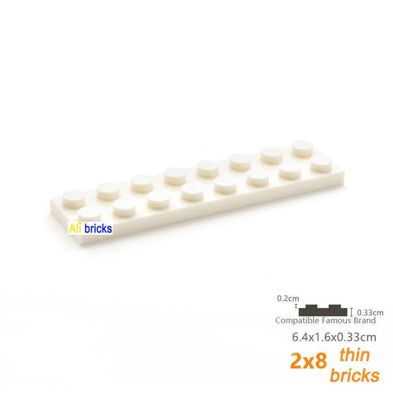 80 шт. объемных строительных блоков, тонкие фигурки, кирпичи 2x8 точек, 13 цветов, образовательные, креативные, совместимые с 3034 игрушками для детей