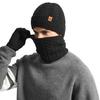 3Pcs/Set Men Hat Scarf Gloves Set Solid Color Twist Texture Brimless Hat Neckerchief Knitting Gloves Set Winter Accessories