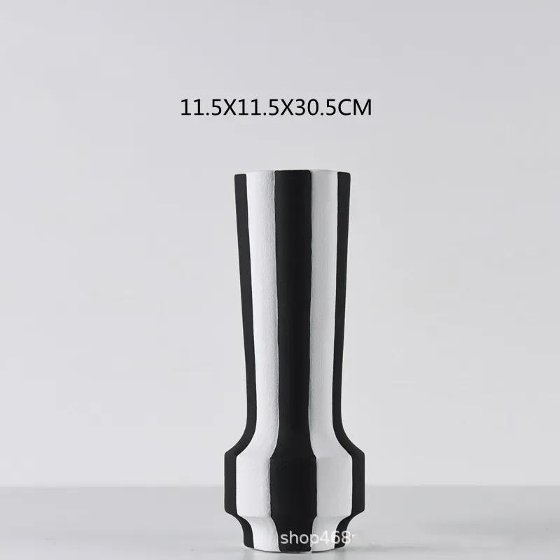 Modern Simplicity Black and White Striped Ceramic Vase Decoration Home Living Room Flower Arrangement Vase Decoration