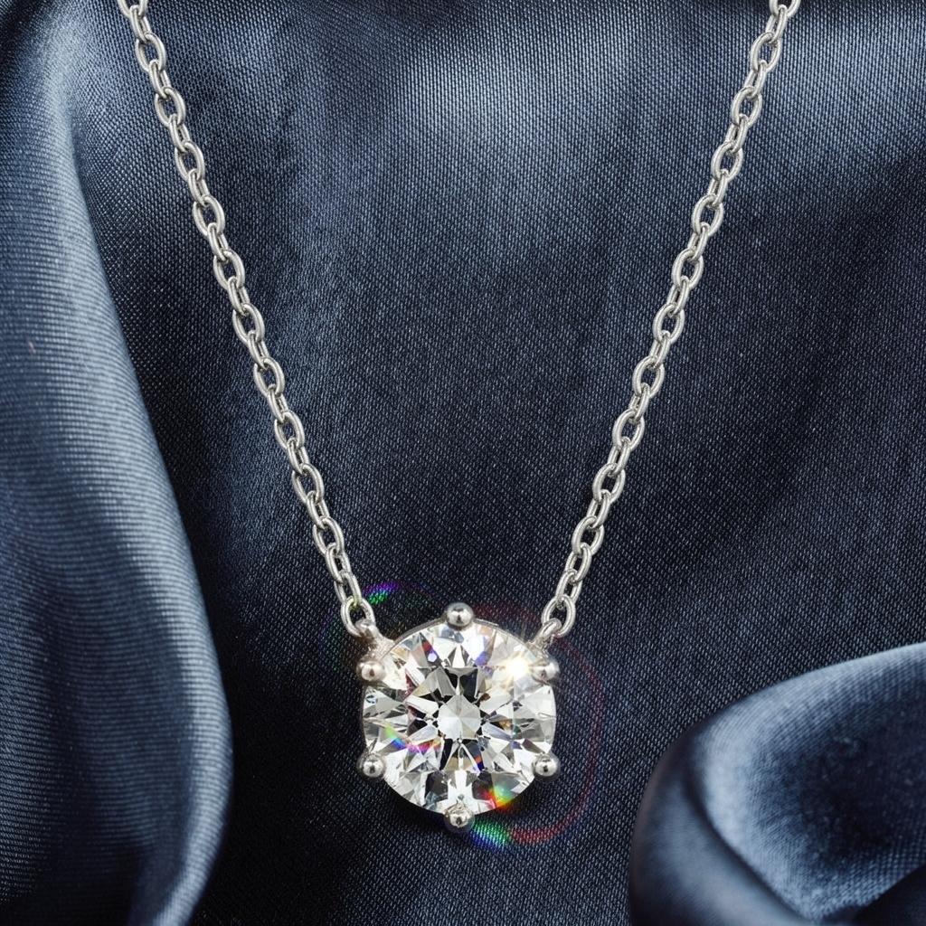 Dieuamour Moissanite 1-Stone Necklace + Earrings Set Gra Certificate