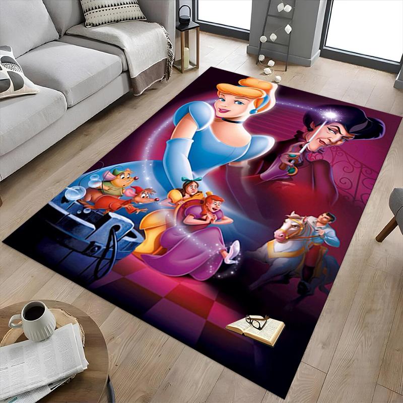 Cinderella Magic Tale Art Carpet for Playroom Bedroom Living Room Sofa Home Decor,kids Game Area Rug Non-slip Floor Mat