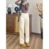 Summer casual wide-leg jeans women's loose solid color non-elastic long breathable thin apricot jeans casual pants