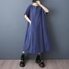 Short Sleeve Plus Size Cotton Vintage New In Dresses for Women Casual Loose Long Summer Dress