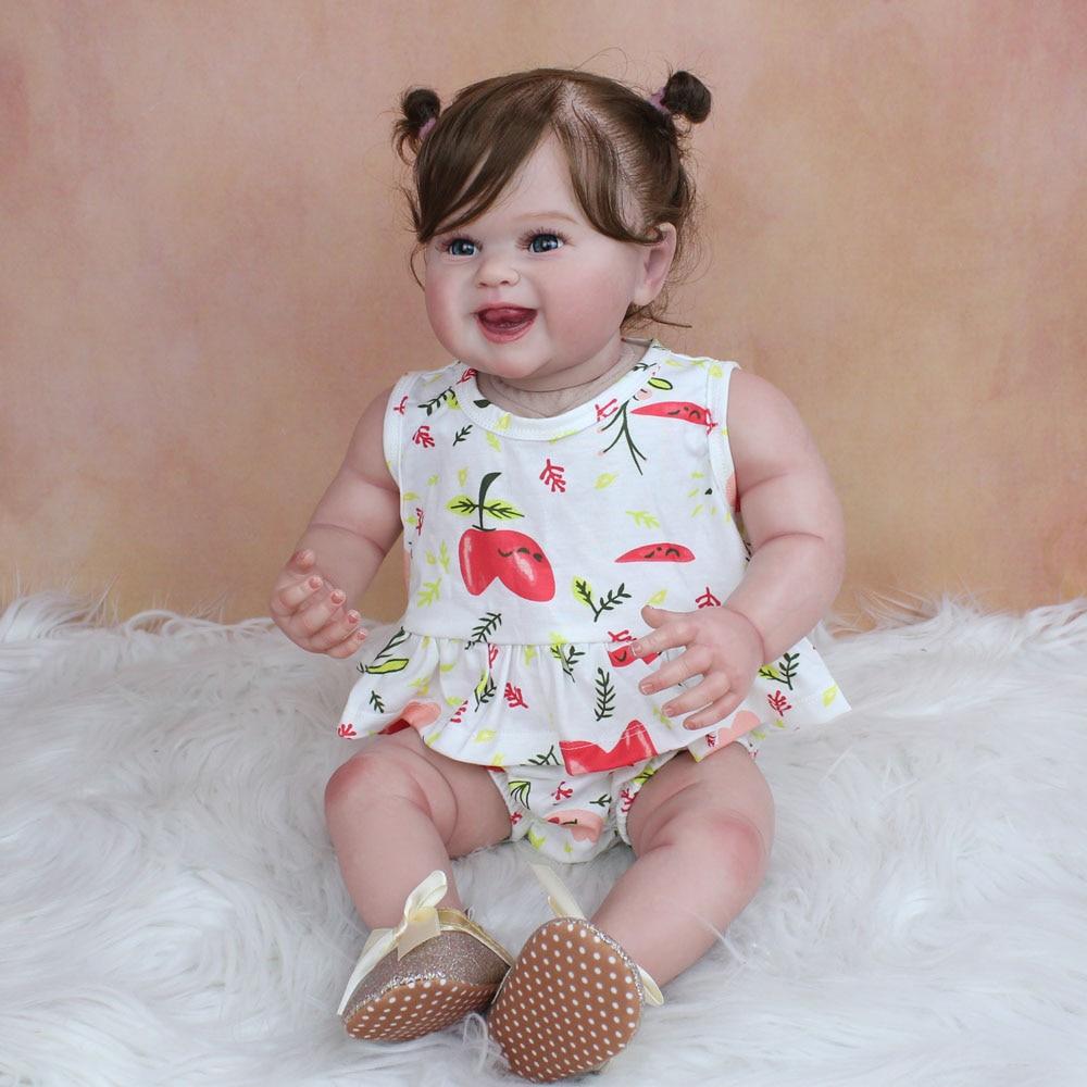 3D краска для кожи, силиконовая игрушка Reborn для девочек, как настоящая, 55 см, улыбающаяся принцесса Bebe, художественная кукла с коллекцией вен, нарядное платье