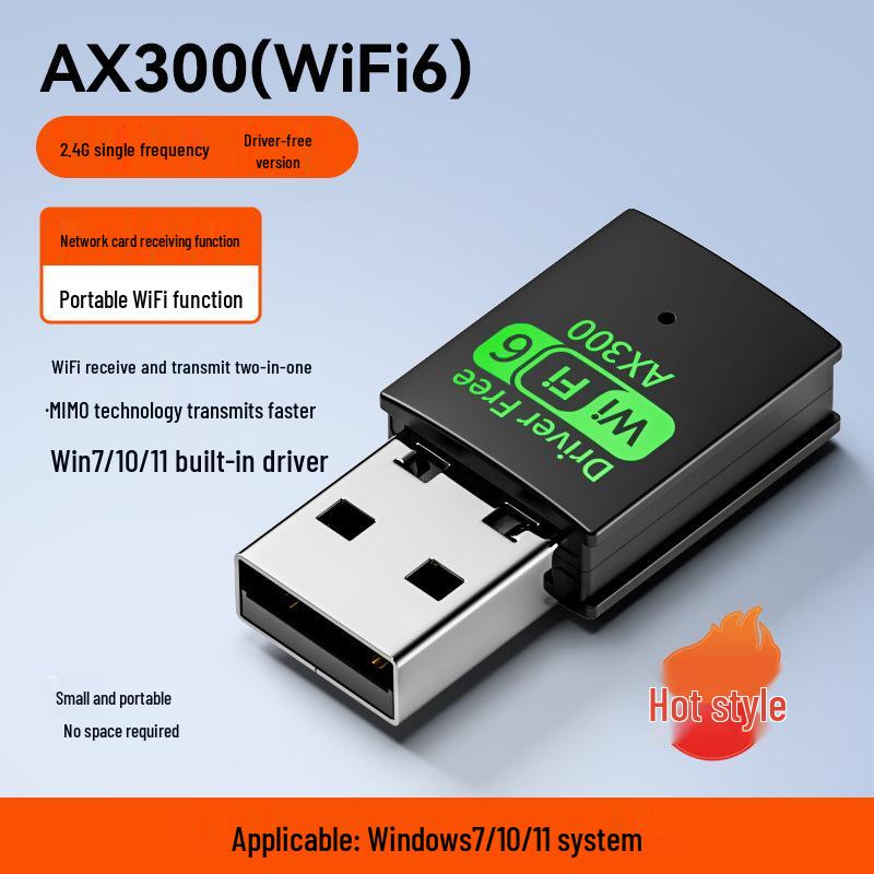 1300M WiFi 6 Dual-Band USB Wireless Network Card for Desktop Computers (Driver-Free)