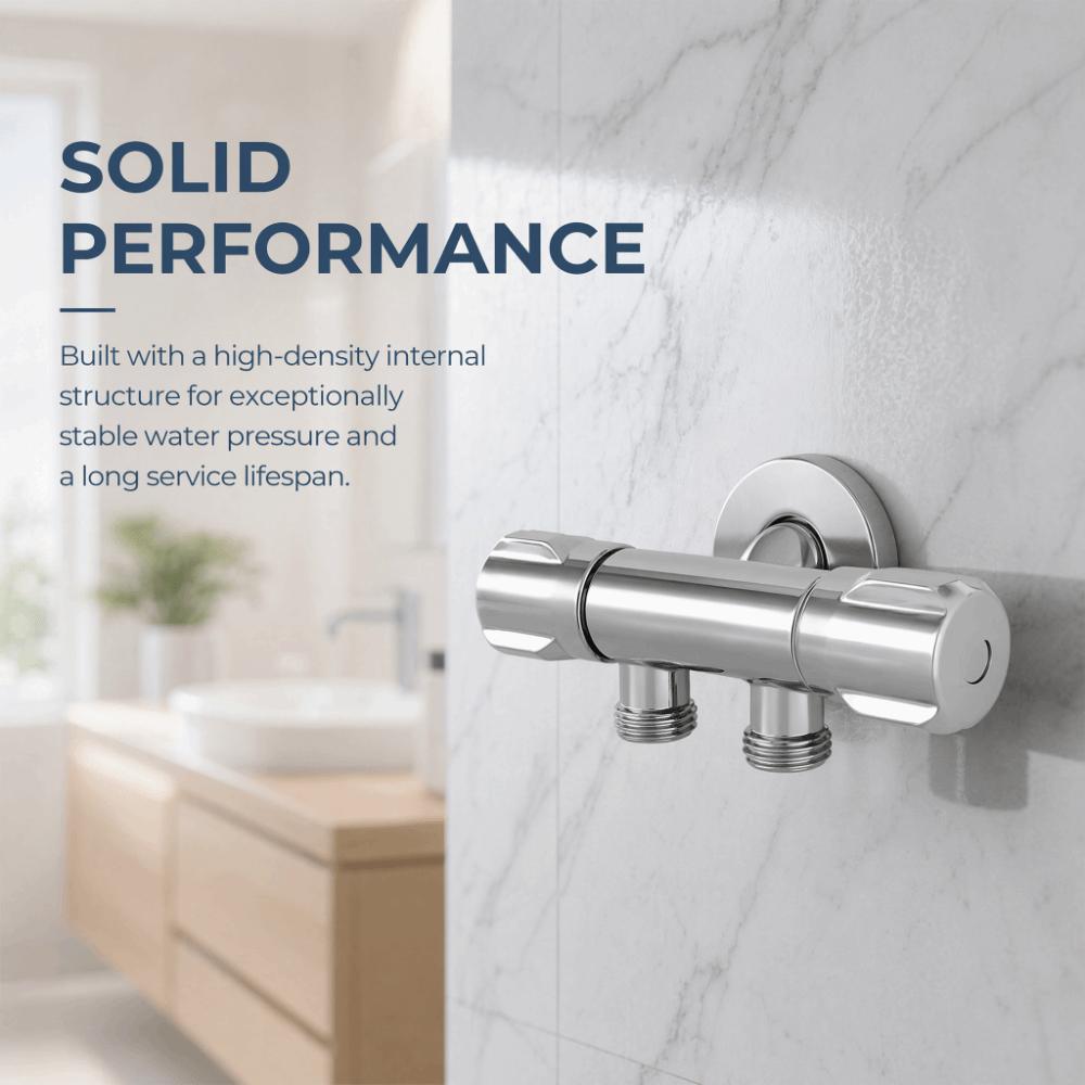 G1/2 Thread Angle Stop Valve Silver Double Outlet Shut Off Valve Bathroom Fixtures