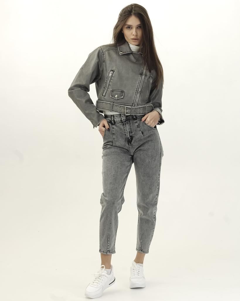 Куртка AFTF Basic 7078 S серый экокожа