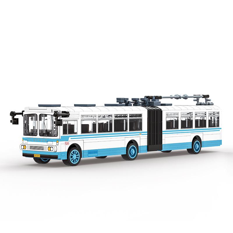 518 деталей Автобус без рельсов Строительные блоки Маленькие кубики Креативная развивающая игрушка для детей Детский STEM-автобус для обучения Конструктор