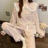 Пижама из облачного хлопка женская весенняя, сладкий розовый, с цветочным принтом, костюм для отдыха с длинным рукавом