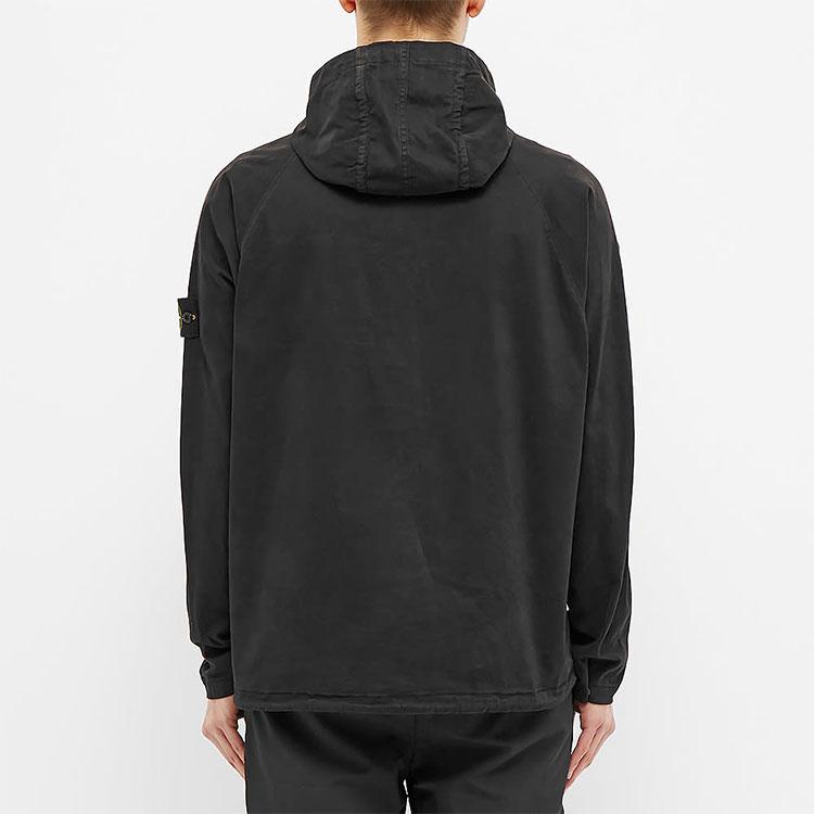 Stone Island Black Drawstring Zip Hoodie Men hoodies 731561150-V0029