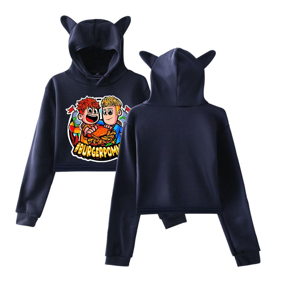 Короткие толстовки женские Icrimax Burgerpommes Printed Lady Sweatshirt Tracksuit Long Sleeve Female Short Top Fashion Korean Clothing Harajuku