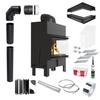 KRATKI FLOKI M Right Corner Fireplace Insert 10 kW Ø200 Black Set for Installation