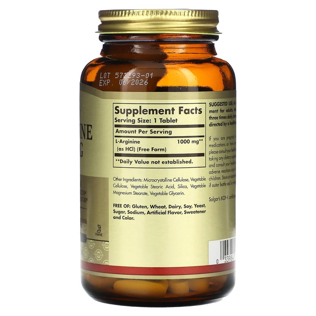 L-Аргинин, Свободная форма, 1000 мг, 90 таблеток