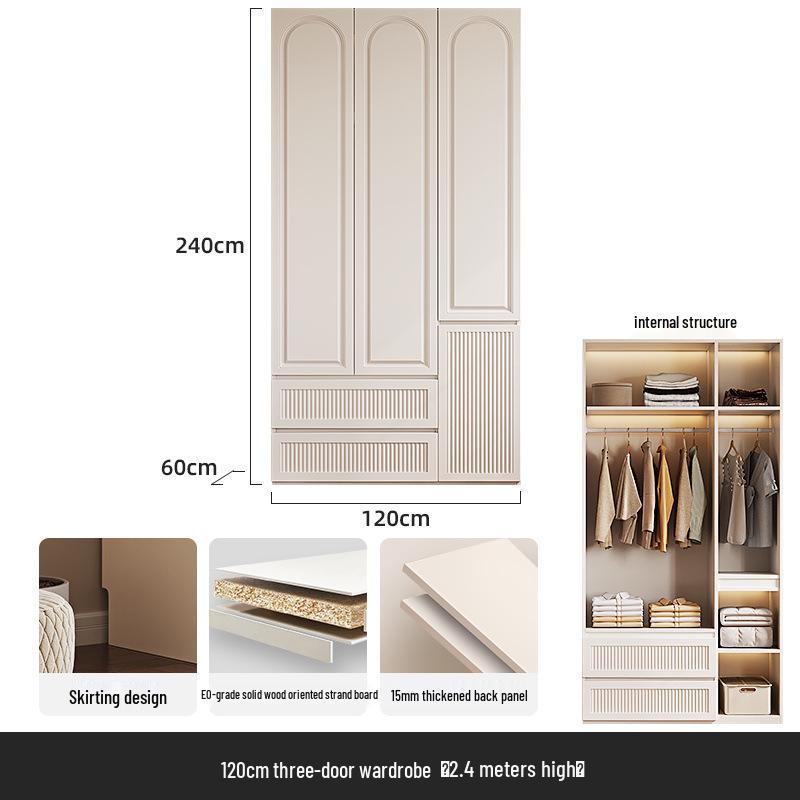 Modern Solid Wood Wardrobe: Light Luxury Storage Solution for Small Apartments