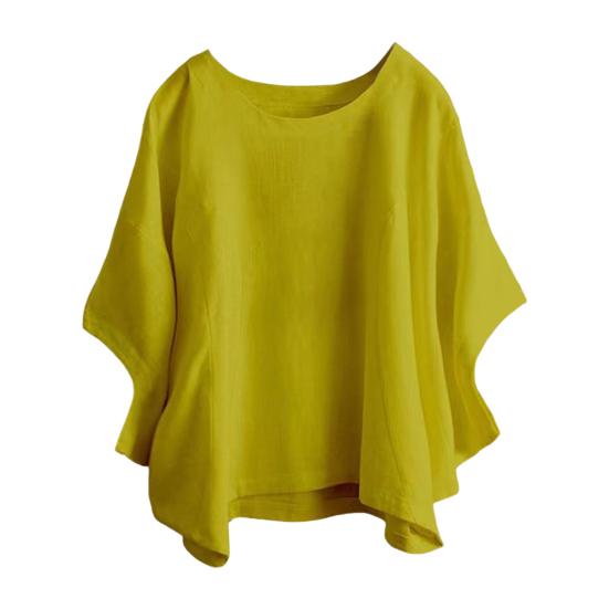 Женская блузка с круглым вырезом и рукавами «летучая мышь», свободный крой, женский однотонный свободный пуловер, топ