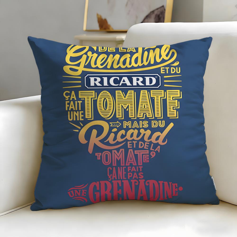 classic beverage brand Ricard Cushion Cover Soft & Easy-Wash Pillow Case – Versatile for Couch, Bed, Travel and Office