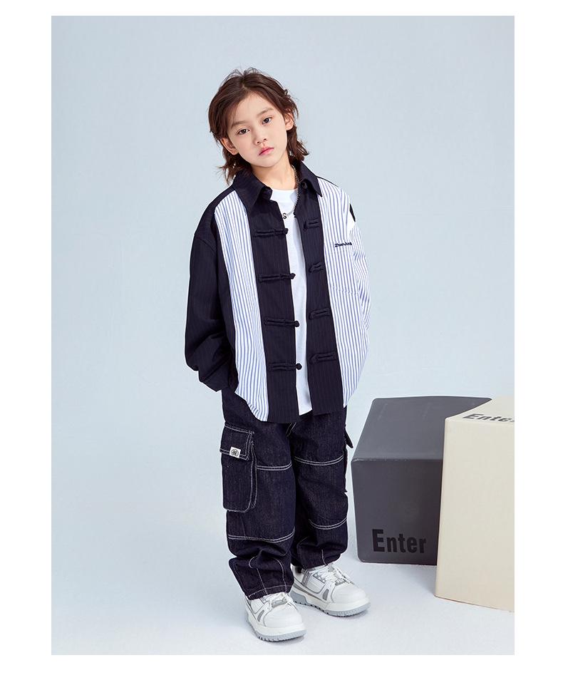 FULONGZAI 2025 Весенняя рубашка в вертикальную полоску для родителей и детей для мальчиков и девочек