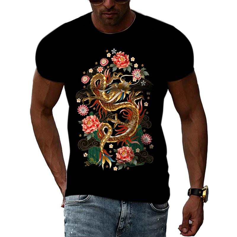 Summer Fashion Chinese Dragon Men T-shirts 3D Trend Casual Personality Cool Style Printing Tees Hip Hop O-neck Short Sleeve Tops