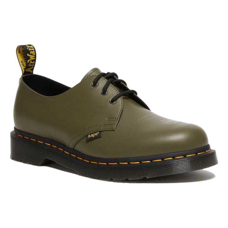 Aape X Dr. Martens 1461 Leather Fashion Commuter Low-Top Casual Shoes Unisex Sneaker Olive-Green 27984355