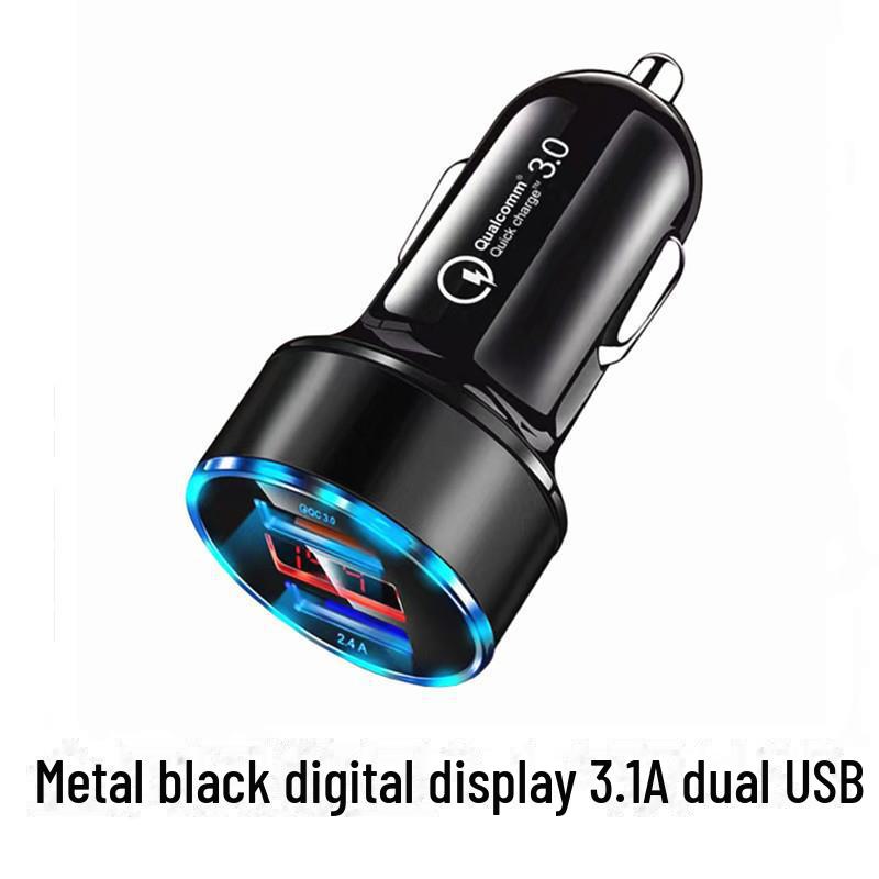 Автомобильное зарядное устройство с двумя USB и быстрой зарядкой с PD и цифровым дисплеем