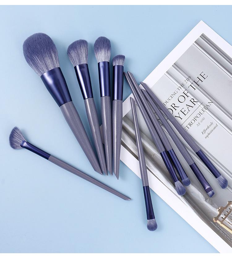Набор кистей для макияжа Cangzhou «Фиолетовый кролик», 10 штук: Кисти для пудры, консилера, хайлайтера, подводки и теней