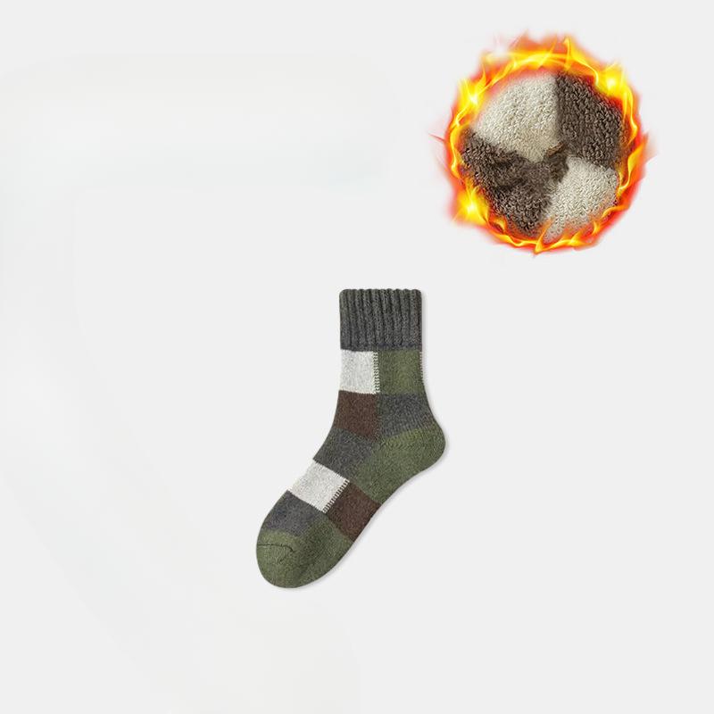 Мужские зимние носки до середины икры из чистого хлопка, утолщенные и с флисовой петлей, теплые