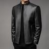 Spring and Autumn Thin Genuine Leather Jacket Men's Slim Short Stand Collar Leather Jacket Middle-aged Men's Genuine Leather Jacket