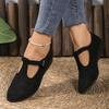 Large Size Single Shoes Women's New Autumn Style Pointed Head Shallow Mouth Buckle Wedge Heel Doudou Shoes